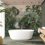 Jungle Tigers and Waterfall Self-adhesive Wallpaper