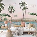 Murale autocollante Oasis des flamants - Décor ImpriméMuraleKikki Belle