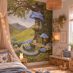 Murale Bleu de Myrtille, papier peint féerique dans une chambre d'enfant – Décor Imprimé