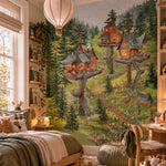 Murale Le thé au sommet des arbres, papier peint forêt dans une chambre d'enfant – Décor Imprimé