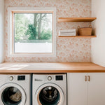 Roses and Monochrome Baby's Breath Self-adhesive Wallpaper – Mural by Natasha Prévost, Décor Imprimé (view 1/14)