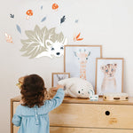 Leafy Hedgehog Self-adhesive Wall Decal – Sticker by Mélanie Foster, Décor Imprimé (view 1/3)