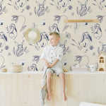 Vintage Rabbits Self-adhesive Wallpaper – Mural by Mélanie Foster, Décor Imprimé (view 1/6)