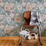 Dog Rose and Peonies Self-adhesive Wallpaper – Mural by Bernadett Urbanovics, Décor Imprimé (view 1/4)