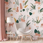 Tigers and Botanical Self-adhesive Wallpaper – Mural by Marjorie & cie., Décor Imprimé (view 1/4)