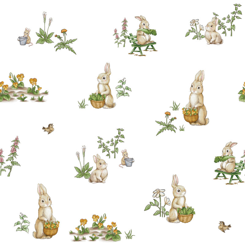 Rabbit Family Wallpaper Sample by Décor Imprimé – Décor Imprimé