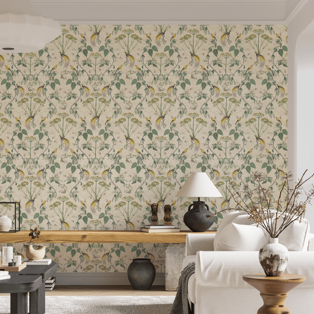 Vintage spring garden birds Self-adhesive Wallpape – Décor Imprimé