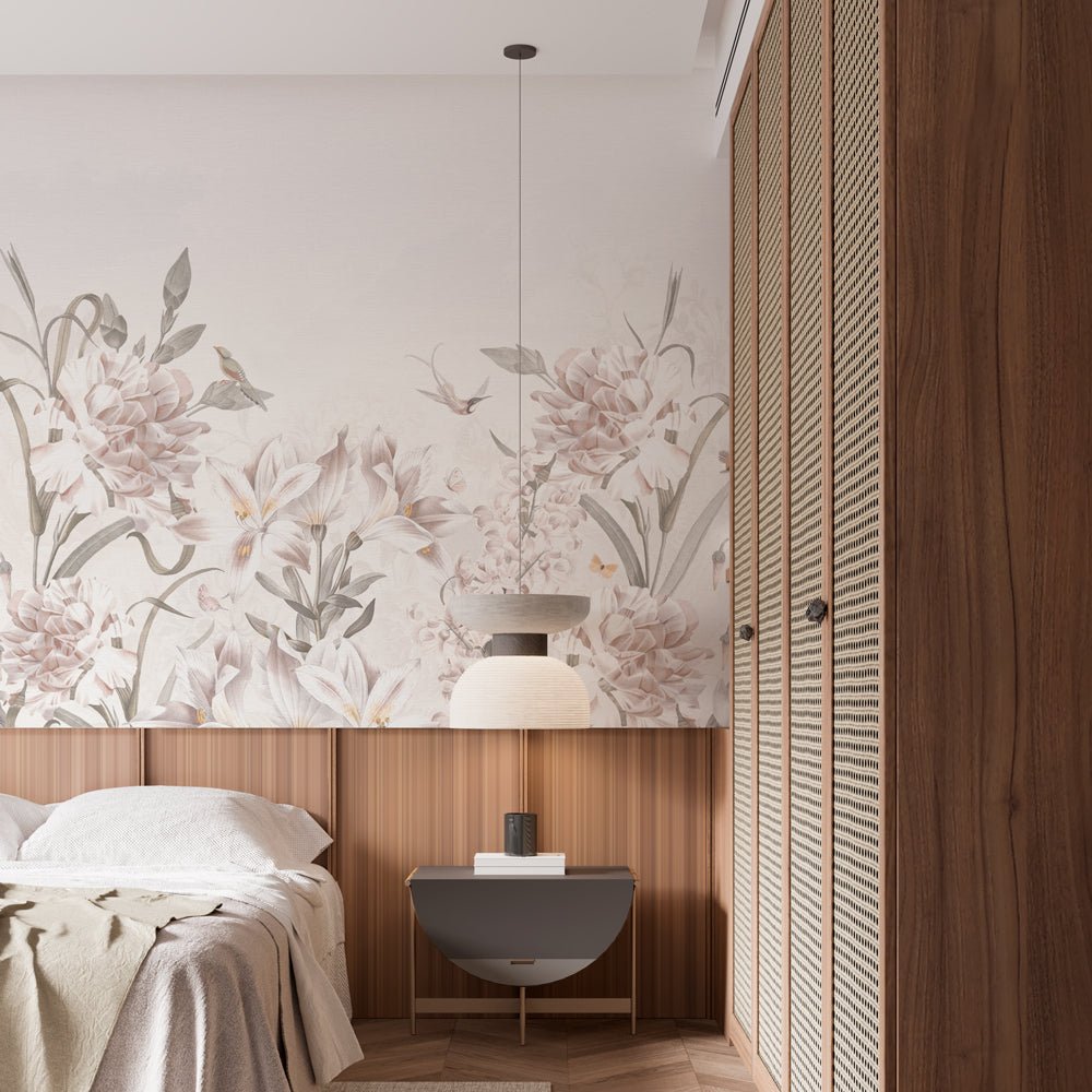 Vintage spring garden birds Self-adhesive Wallpaper by Printed Decor x ...