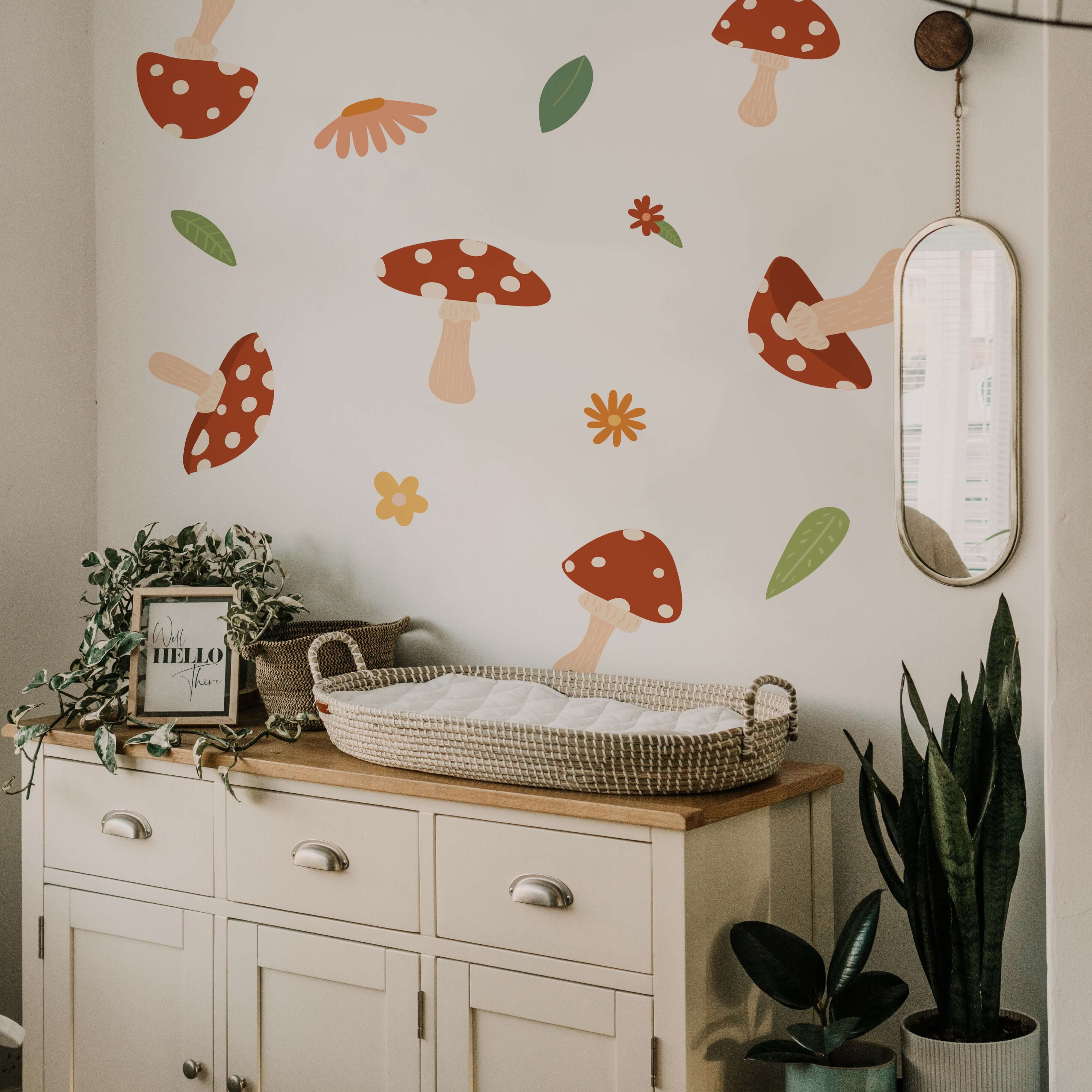 Autocollants muraux en forme de champignon, papier peint auto-adhésif  dessin animé, décoration de chambre à coucher, vinyle amovible, sparadrap  muraux DW11076