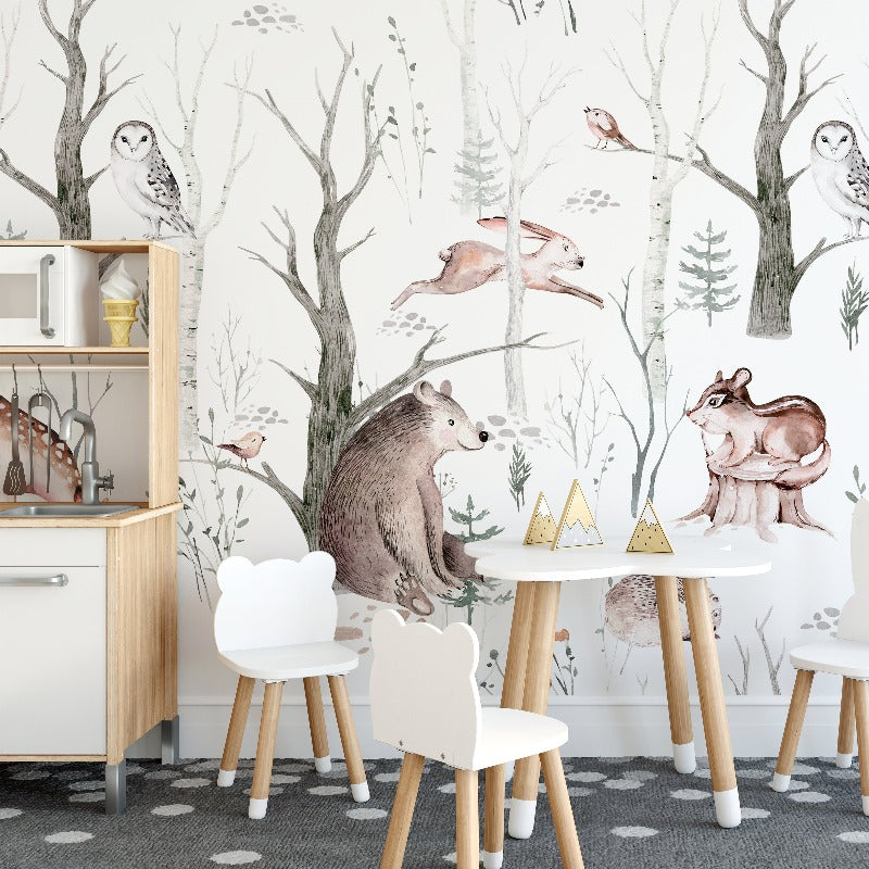 Stickers adhésifs Enfants | Sticker Autocollant animaux de la forest -  Décoration murale chambre enfants | 60 x 120 cm